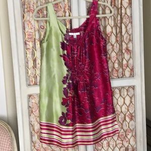 CAbi Green and Pink Floral Tunic Top